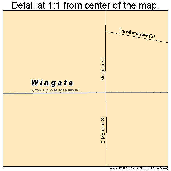 Wingate, Indiana road map detail