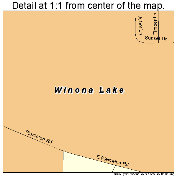 Winona Lake, Indiana road map detail
