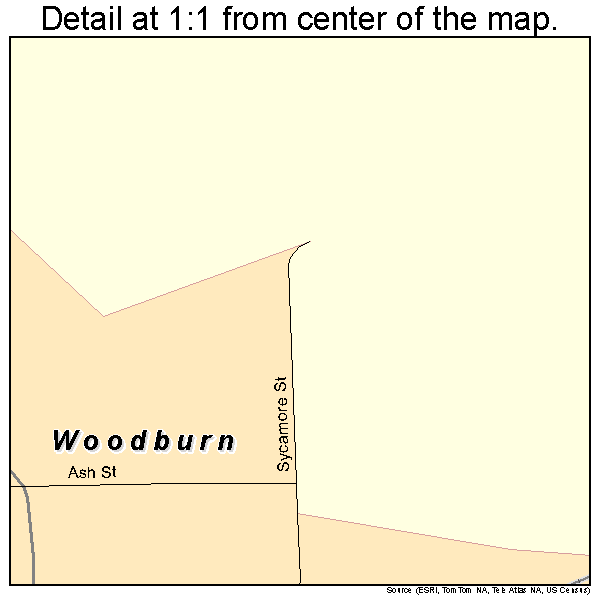 Woodburn, Indiana road map detail