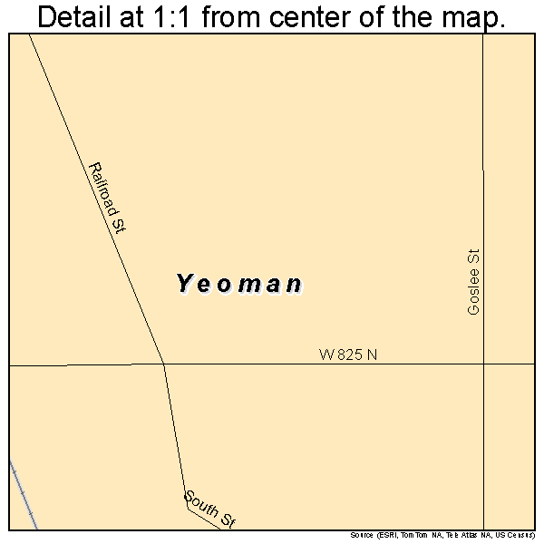 Yeoman, Indiana road map detail