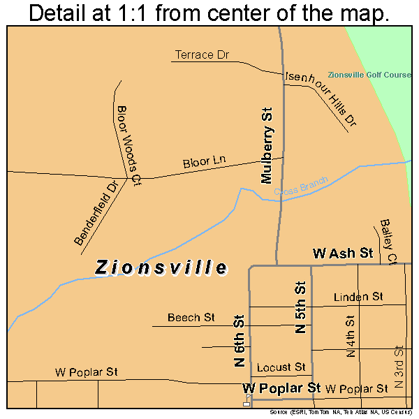 Zionsville, Indiana road map detail