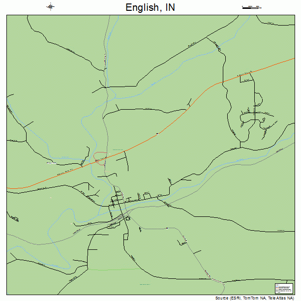 English, IN street map