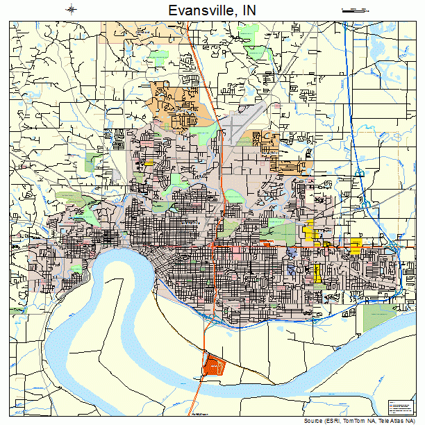 Evansville, IN street map