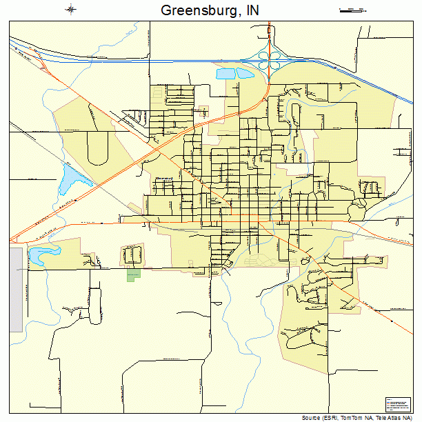 Greensburg, IN street map