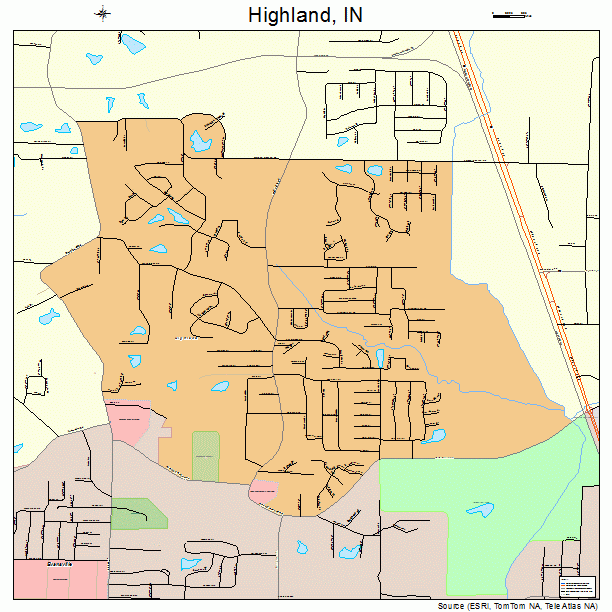 Highland, IN street map