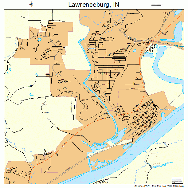 Lawrenceburg, IN street map