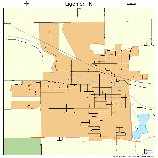 Ligonier, IN street map