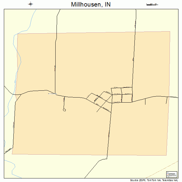 Millhousen, IN street map