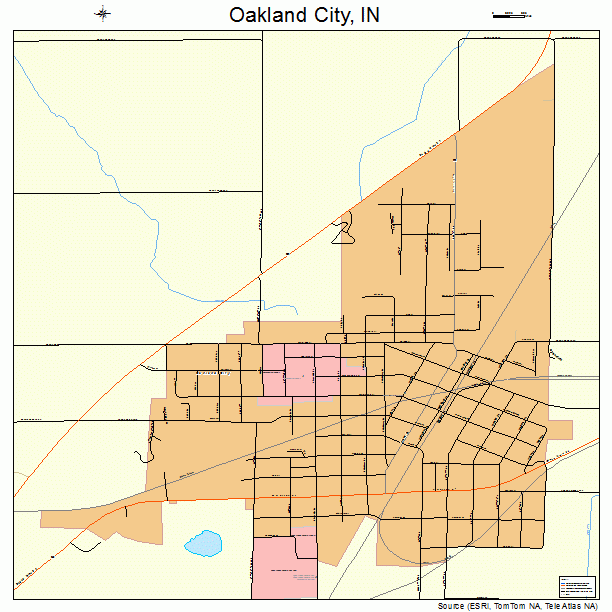 Oakland City, IN street map