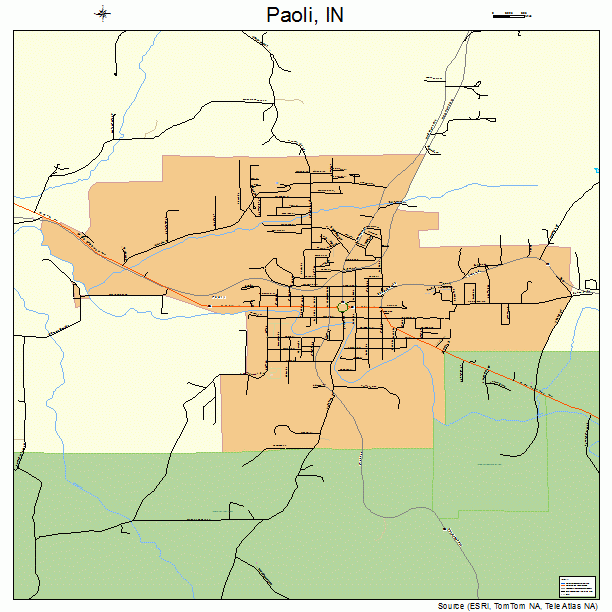 Paoli, IN street map