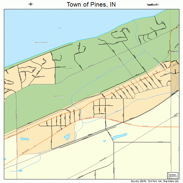 Town of Pines, IN street map