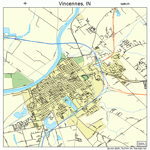 Vincennes, IN street map