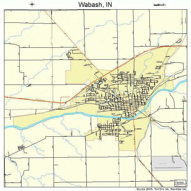 Wabash, IN street map