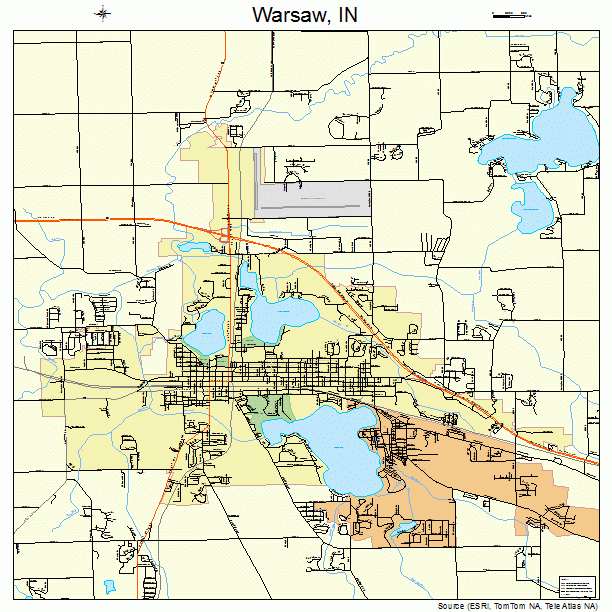 Warsaw, IN street map