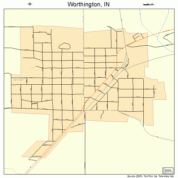 Worthington, IN street map