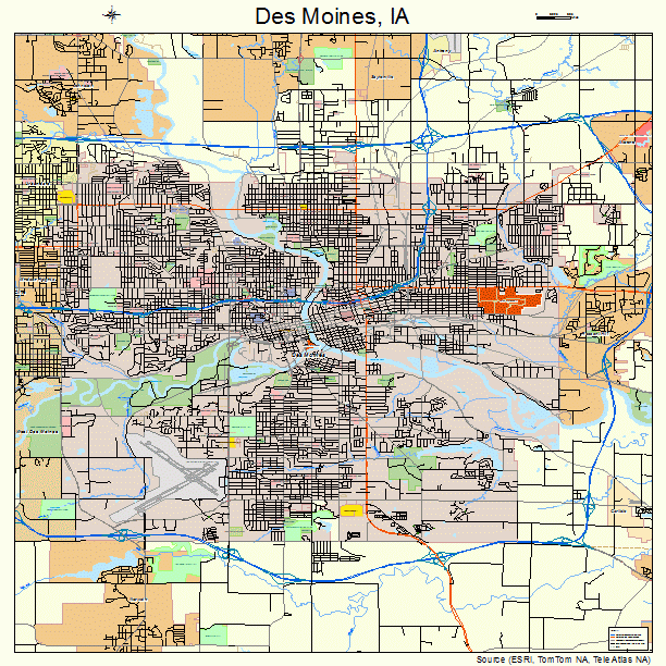 Des Moines, IA street map