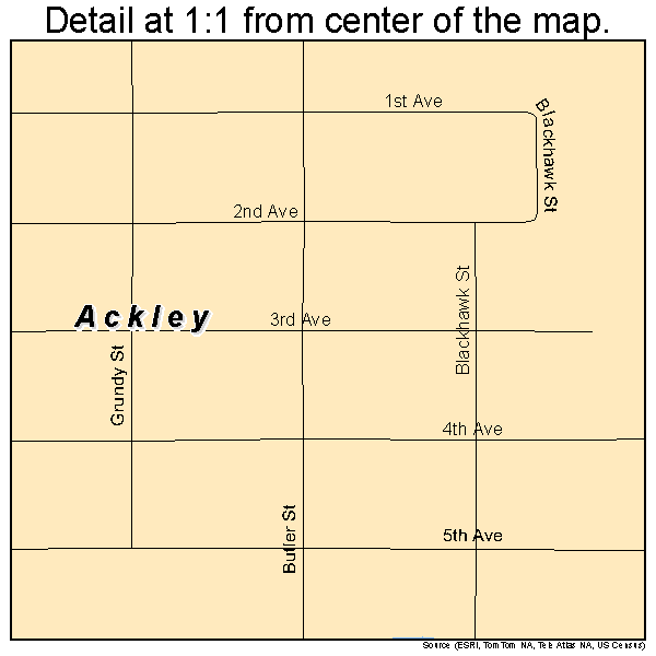 Ackley, Iowa road map detail