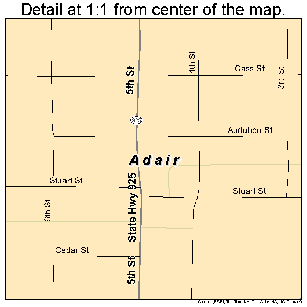 Adair, Iowa road map detail