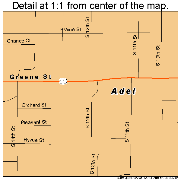 Adel, Iowa road map detail