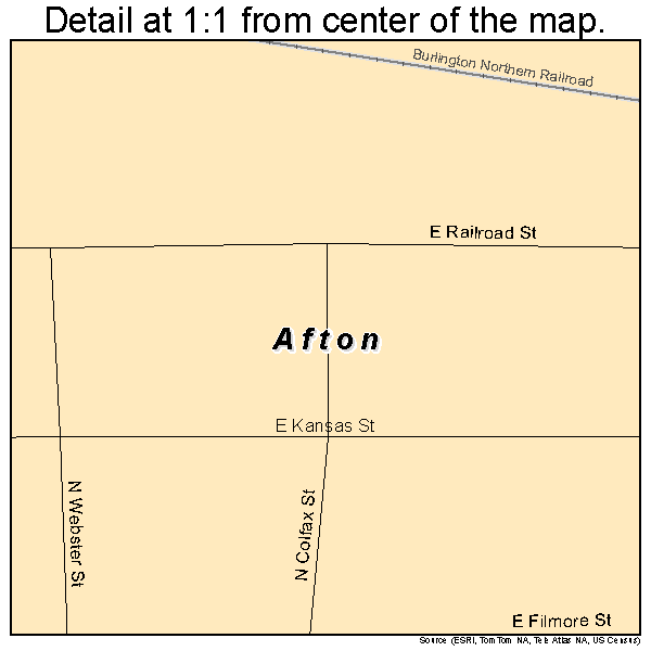 Afton, Iowa road map detail