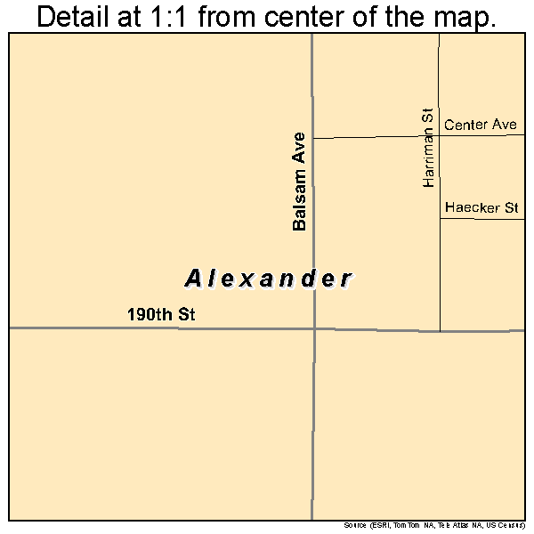 Alexander, Iowa road map detail