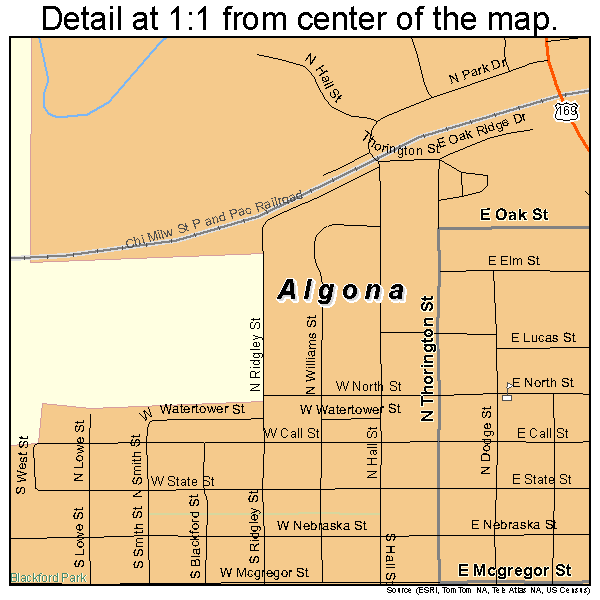 Algona, Iowa road map detail
