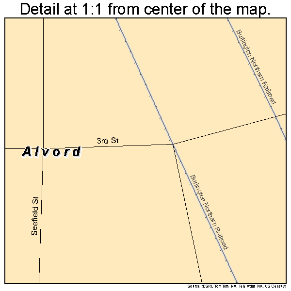 Alvord, Iowa road map detail