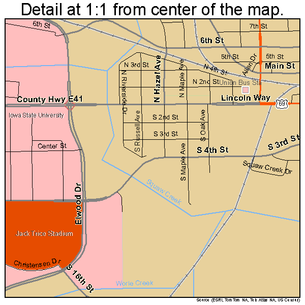 Ames, Iowa road map detail