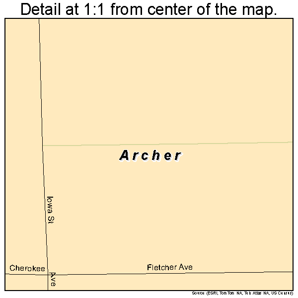 Archer, Iowa road map detail