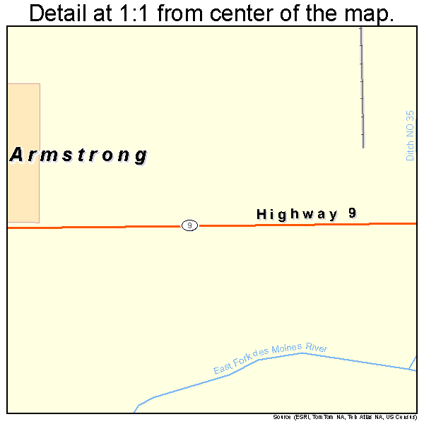 Armstrong, Iowa road map detail