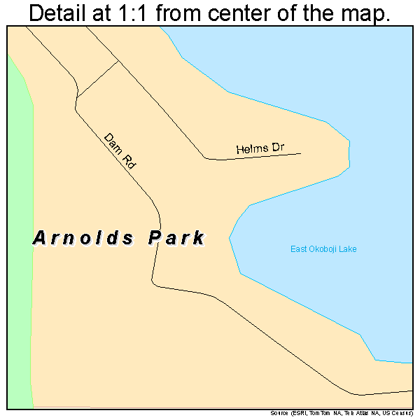 Arnolds Park, Iowa road map detail