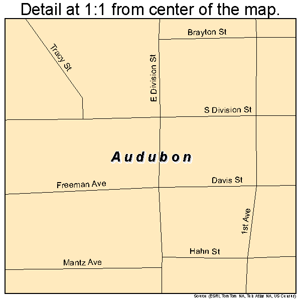 Audubon, Iowa road map detail