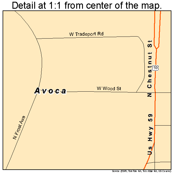Avoca, Iowa road map detail
