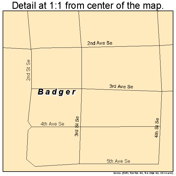 Badger, Iowa road map detail