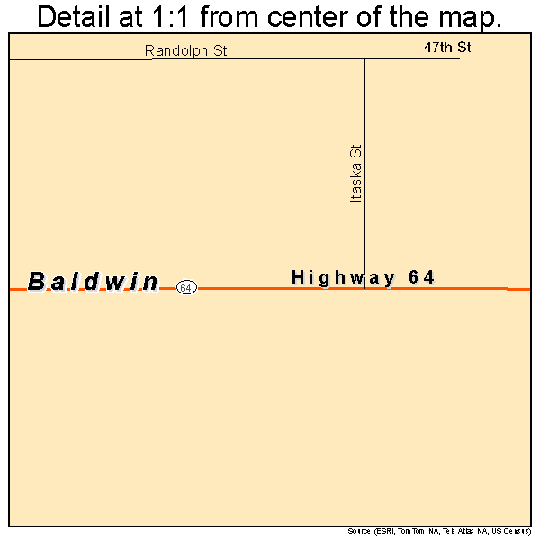Baldwin, Iowa road map detail