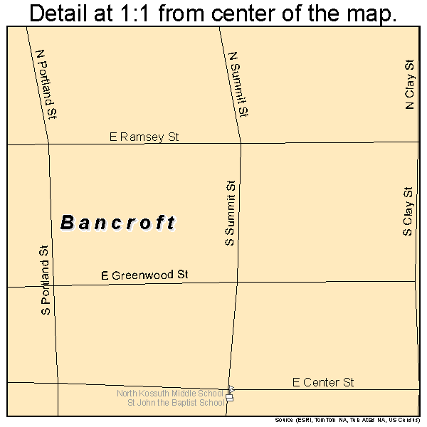 Bancroft, Iowa road map detail