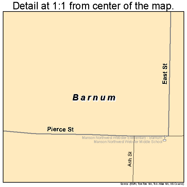 Barnum, Iowa road map detail