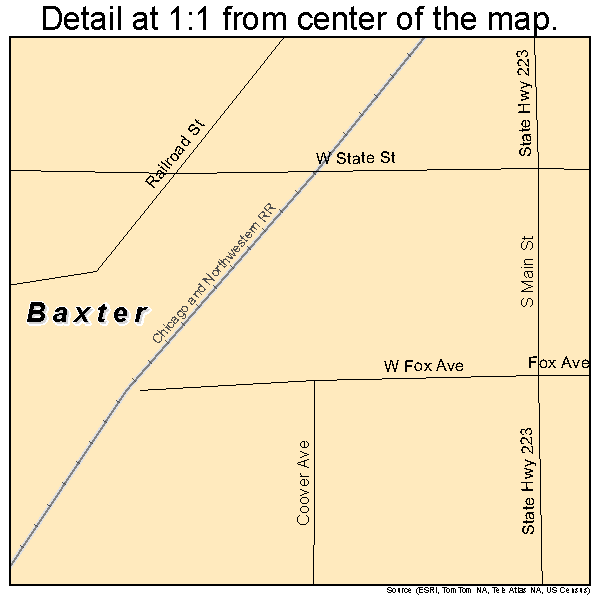 Baxter, Iowa road map detail