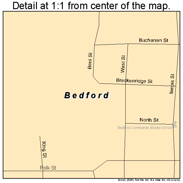 Bedford, Iowa road map detail