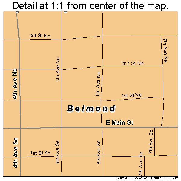 Belmond, Iowa road map detail