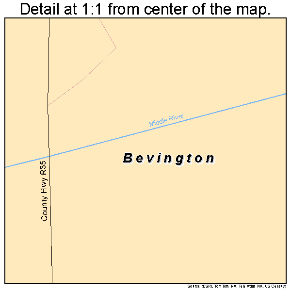 Bevington, Iowa road map detail