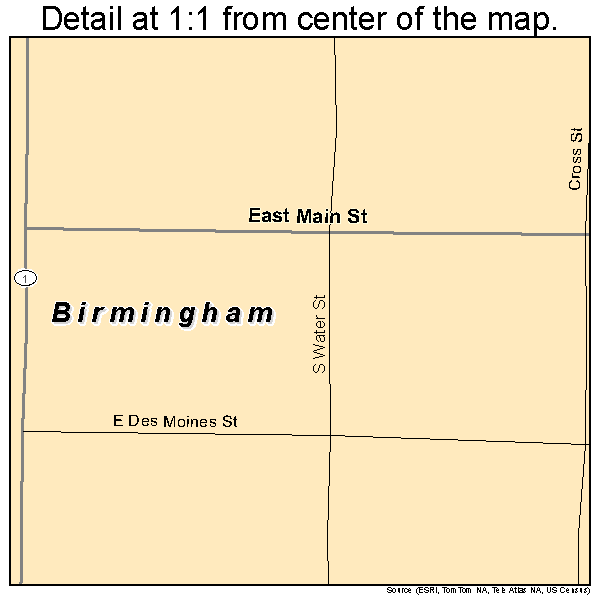 Birmingham, Iowa road map detail