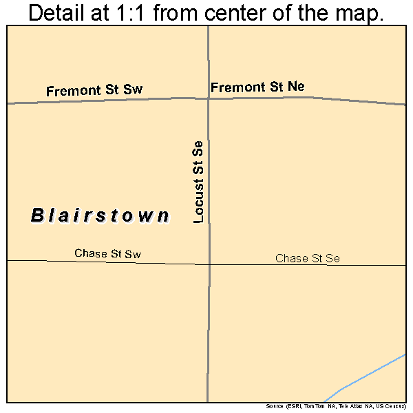 Blairstown, Iowa road map detail