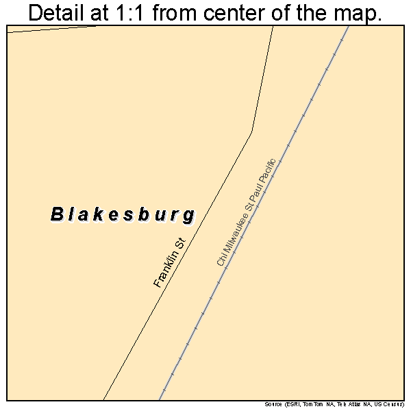 Blakesburg, Iowa road map detail