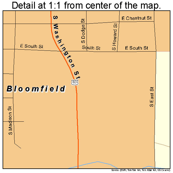 Bloomfield, Iowa road map detail
