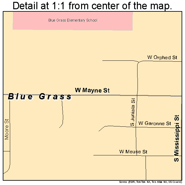 Blue Grass, Iowa road map detail