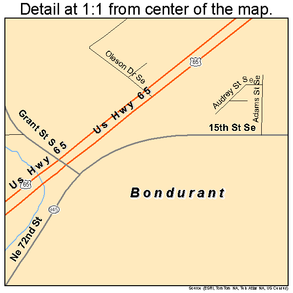 Bondurant, Iowa road map detail