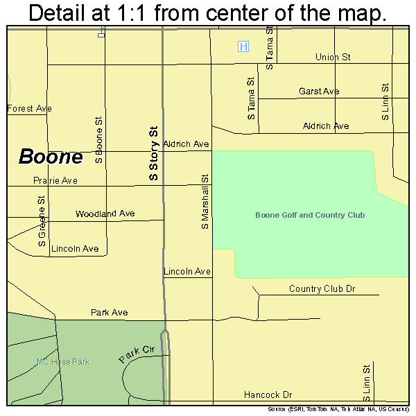 Boone, Iowa road map detail