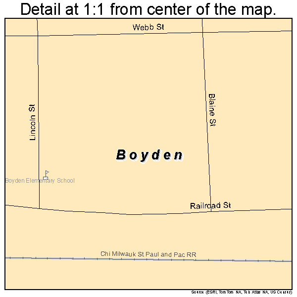 Boyden, Iowa road map detail