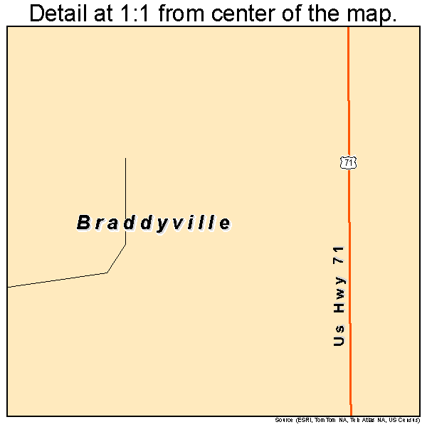 Braddyville, Iowa road map detail